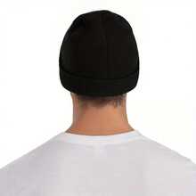 Punk Rock Beanie Hat - Black Band Logo & Lyric Knit Cap For Men & Women, Soft Stretchy Unisex Winter Skull Cap For Concerts, Outdoor Activities & Casual Wear, Punk Accessories - 黑色 - 查看 7