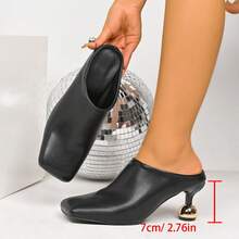 Giày Mules hở mũi gót dày cho nữ, dép sandal hở lưng, thời trang xuân/hè 2025, hàng mới về - màu đen - Xem 2