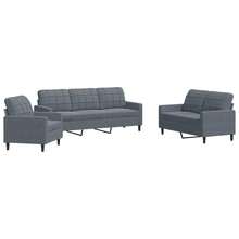 vidaXL 3-Teiliges Sofa-Set Mit Kissen, Dunkelgrauer Samt - Grigio - Visualizzare 2