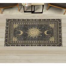 Retro Mid Century Abstract Pattern Rug On Ivory Background, Dark Orange And Reseda Green, 4' X 5' 5", Ideal For Bedroom, Dorm And Living Room - Charcoal Grey Sand Brown - View 1
