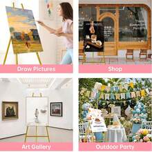 Vincidern 2Pcs 43.7" Gold Easel Stand For Wedding Sign,4 Adjustable Height Levels, Assembly Required, Heavy Duty Metal Display Stand For Art, Paintings, Posters, Pictures, And Home Décor - Vàng - Xem 4