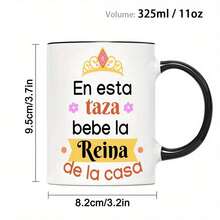 1 Stück, 11oz Keramikbecher mit spanischem Buchstaben-Muster & Blumenmuster - isolierender Kaffee-/Teebecher, nur Handwäsche, perfekt für den täglichen Gebrauch oder als Muttertags-/Neujahrgeschenk, Kaffeebecher (hergestellt in den USA)