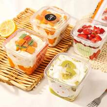 100/60/40/20 Pcs - 380ml Square Cake Boxes With Lids - PET Material, Ideal For Holding Cream, Soy Milk, Layered Desserts And Baked Goods - Great For Kitchen, Restaurant, Picnic, Camping, Birthday Parties And Storing Fruits & Berries Snacks. Cake Baking Supplies, Picnic Essentials, Decorative Snack Containers, Sturdy Construction - Multicolor - View 6