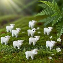 10pcs,Mini Resin Sheep Mini Set - Cute Little Sheep Ornaments, Suitable For Miniature Garden Decoration, Collectible Ornaments, And Party Gifts - Multicolor - View 3