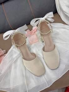 Décolleté con punta quadrata e tacco medio, comodi e versatili per adolescenti, adatti per tutte le stagioni, per uso quotidiano e per andare al lavoro - Albicocca - Visualizzare 2