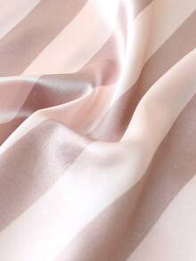 2pcs Satin Striped Short Sleeve Collared Top And Bow Tie Striped Shorts Pajama Set For Women, Summer - Grey - View 8