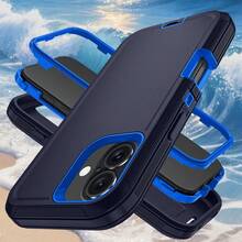 The All Inclusive Phone Case For  17/Apple  Air/16/15/14/13/12 Plus Pro Promax Is Designed With A Combination Of TPU And PC Materials. It Adopts A Double-Layer Design, Made Of TPU And PC, Providing Anti Slip And Shock Absorption Functions, Sturdy And Durable, And A Minimalist Protective Shell - Xanh đậm - Xem 2