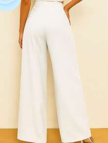 Pantalón  de Tela Cey para Dama – Cintura Alta, Corte Elegante y Ligero - Blanco - Ver 3
