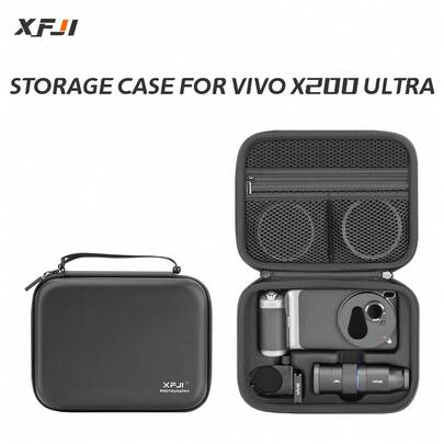 XFJI XFJI Aufbewahrungstasche, stoßfeste Tragetasche aus PU-Leder, Hartschale für VIVO X200 Ultra Fotografen-Kit Zubehör, Reiseessentials, Ladegerätehülle, Digitalkamera-Zubehör, Kabel-Organizer, elektronischer Organizer, wasserdicht, tragbar für Reisen, Technik, Frauen und Männer