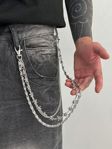 1 件时尚朋克星腰链，多层几何金属链身体链，用于裤子装饰，适合日常、音乐节、派对、节日礼物