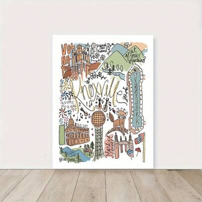 Arte en lienzo sin marco de 12"X16" de alta calidad - resistente al agua y a los rayos UV, póster de viaje a Nashville, Tennessee, decoración de pared, regalo