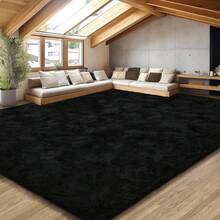 Merry Christmas Winter Soft Plush Shag Rug 5x7, Ultra Fluffy Rug For Living Room Bedroom, Non-Slip Fuzzy Large Area Rug For Living Room, Carpet For Girl Boy Kids, Modern Indoor Home Decor Aesthetic, Black - màu đen - Xem 4