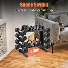 Compact Dumbbell Rack Heavy Duty Dumbbell Rack Dumbbell Rack Weight Storage Rack Compact Gym Storage Rack Kettlebell Rack Multi-Tier Weight Rack Home Fitness Racks - สีดำ - ดู 8