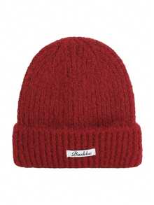 1pc Women's Dopamine Knitted Knit Beanie, Thick Warm Brimless Cap, Winter Warm Knitted Hat, Suitable For Daily Street Riding