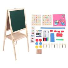 Pizarra magnética infantil con caballete, doble cara, doble función, para montar en la pared. - Negro - Ver 1