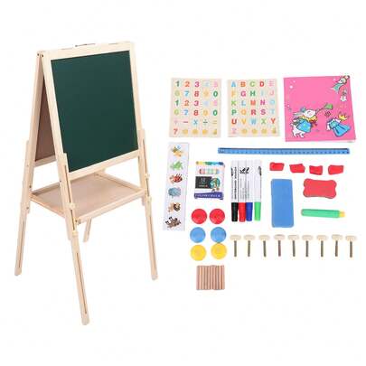 Pizarra magnética infantil con caballete, doble cara, doble función, para montar en la pared.