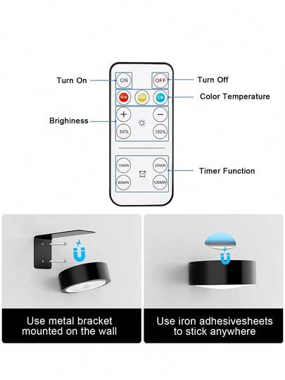 Magnetic LED Wand Verlichting Remote Control, Dimmable, Temperatures, Timer Function, Moderne Lamp Gallery, Stairwell, Corridor, Bedroom Picture Frame view 7