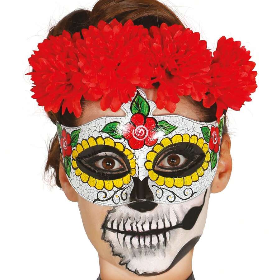 Fiestas Guirca Masque du Jour des Morts pour enfants avec un design de crâne coloré pour les costumes de fête, les accessoires de carnaval, la décoration pour les célébrations et les fêtes à thème, idéal pour Halloween et les événements culturels - LIVRAISON GRATUITE ✅ Livraison sous 24/48 heures en Espagne (Péninsule) - Multicolore - Voir 1
