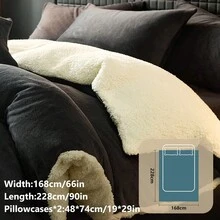 2/3 件套羽绒被套装，冬季保暖，超柔软，蓬松，水晶绒，防静电，亲肤，防褪色，适合单人床/双人床/大号床/特大号床，可机洗，适用于卧室、家庭和学生宿舍，豪华床上用品套装，秋季装饰，冬季装饰 - 彩色 - 查看 15