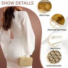 Women's Clutch Bag Party Silver Glitter Wedding Hand Wallet Y1108 - 金色 - 查看 5