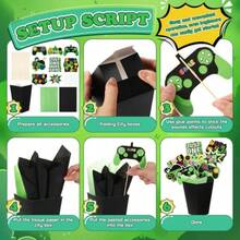 DSoulchen 6 Sets 84 Pcs Video Game Party Centerpieces Decorations Video Game Themed Table Toppers With Box Gaming Level Up Cutouts And Sticks For Shower Party Birthday Decor Green - như hình ảnh - Xem 3