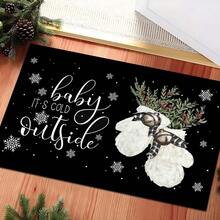 1 pièce Tapis de cuisine en gel de silice imprimé avec motif bonhomme de neige de Noël, tapis rectangulaire pour le salon, la chambre, le couloir, la salle de bain, la buanderie - en polyester, convient pour la décoration intérieure et extérieure de la maison - Multicolore - Voir 3