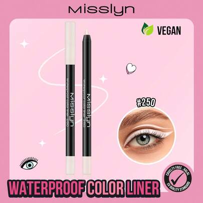 Misslyn Waterproof Colored Eyeliner Pencil, Long-Lasting, Smooth & Fine Texture, Available In Matte, Pearl, Glitter Finishes, Can Create Thick Or Precise Eyeliner, Sharpenable, Smudge-Proof, Waterproof, Sweat-Proof, High Color Payoff