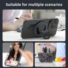 1 pezzo Supporto ad anello per telefono cellulare MagSafe con rotazione a 360° e piegatura a 180°, supporto da tavolo multifunzionale, con un pezzo di attrazione magnetica in omaggio compatibile con iphone, telefoni Android, regalo per compleanni, famiglia, amici. Supporto ad anello per telefono, impugnatura per telefono, accessori per telefono - Porta anelli - Visualizzare 9