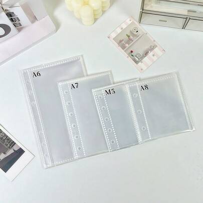 10/20/30/50pcs/Bag A6/A7/M5/A8 Transparent Loose Leaf Pages, Double-Sided Photo Album Refill Pages, Loose Leaf Binder Inserts, Sticker Book Refill Pages, Loose Leaf Binder Pockets, Excellent PP Material, Suitable For Idol Photo Cards, Postcards, Trading Cards, Photos, Campus Cards, Access Cards Storage, Office Stationery, Planner