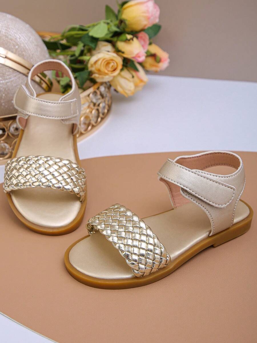 Fashionable Gold Flat Sandals, Suitable For Parents And Children, Perfect For Holiday Parties - Gold - View 1