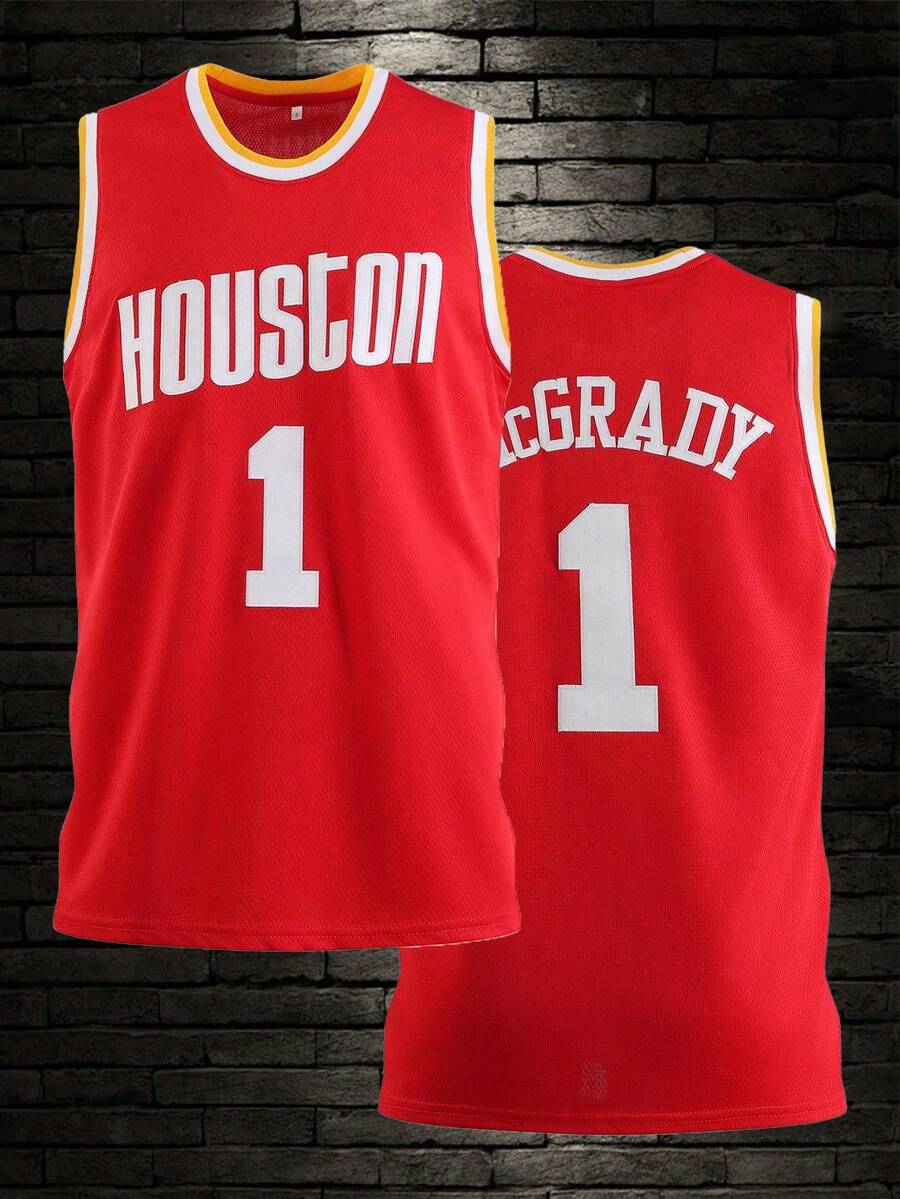 Atonmore 1 Maglia da basket rossa per uomo, gilet sportivo ricamato primaverile - Rosso - Visualizzare 1