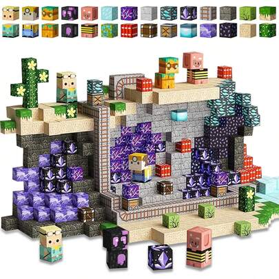 75/125PCS Magnetic Blocks, Desert Adventure Theme Magnetic Toys Building Blocks,Iron Box Suitable For STEM Toys For Children, Magnet Cubes Toddler Kids Toys, Sensory STEM Toys For 3 Year Old + Boys And Girls Birthday Gifts Travel Outdoor Kids Games Random Colors