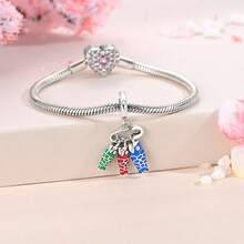 1 件镀银创意日本文化系列猫咪不倒翁和服娃娃木屐扇子千纸鹤鲤鱼旗底座设计饰品适合原创手链项链串珠 DIY 珠宝制作女士女孩生日珠宝礼物 - 銀色 - 查看 5