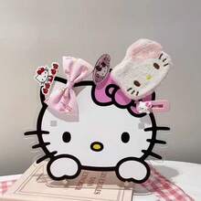 Boîte de rangement pour lunettes Sanrio hello kitty - Décoration de bureau avec nœud rouge, support d'affichage de lunettes, support pour pinces à cheveux - Cadeau pour filles, adolescentes, rentrée scolaire - Décoration pour la maison, le bureau, le dortoir, articles de papeterie et acceschats Hello Kitty, design mignon, surface lisse pour organisateur de rangement, essentiels de voyage, rentrée scolaire, stockage de dortoir, décoration d'automne