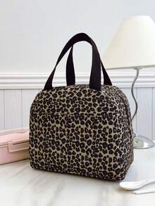 Portable Insulated Lunch Bag Thickened Cute Lunch Fruit Bag For Students Leopard Print Small Handheld Insulated Lunch Bag, Large Capacity Lunch Box For Travel, Suitable For Men And Women - Multicolor - View 3