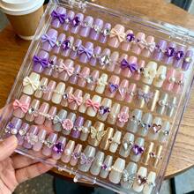 (Surprise Lucky Bag, Random Delivery)Christmas Halloween24Pcs/Set Medium Square Fake Nails - Featuring Brown French White Ombre Heart Pattern Design, Versatile Styles, Fashionable Nail Art, Vibrant Nail Patterns | Stamped Patterns | Elaborate Birthday Gift Nail Patterns, Nail Accessories Make Your Fingertips Shine Brilliantly, Suitable For Parties, Dancing And Daily Wear, Removable And Reusable Press On Nails Nail Supplies Nails