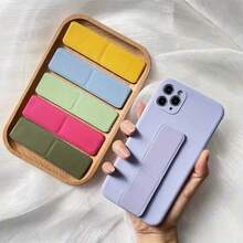 1 件仿皮折叠拉出式手机支架，不防水手指握持手机支架，适用于通用智能手机，桌面懒人支架 - 彩色 - 查看 7