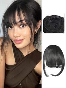 6inch Synthetic Air Bangs Clip In Hair Extensions Front Fringe False Hairpiece For Women Clip In Bangs Invisible Natural Suitable For Daily ,Parties, Holidays, Etc