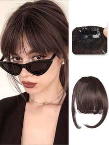 6inch Synthetic Air Bangs Clip In Hair Extensions Front Fringe False Hairpiece For Women Clip In Bangs Invisible Natural Suitable For Daily ,Parties, Holidays, Etc