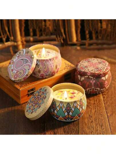 4/1 Scented Candle Set With Colorful Box, Multiple Scent Combinations, Pleasant & Rich Fragrance, Smokeless, Long Burning Time - Christmas Gift Ideal For Family & Friends,Christmas Candle,Valentine's Day Gift, Gift Sets For Women For Wedding, Birthday,Christmas, Thanksgiving, Festivals, Wedding Souvenirs