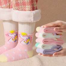 5 双女孩独角兽图案薄款踝袜，季节性及多年龄尺码（1-3 岁）（4-7 岁）（8-11 岁）（11-14 岁），春夏 - 彩色 - 查看 9
