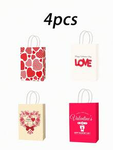 Love Valentine's Day Gift Bag, Wedding Companion Gift Kraft Paper Handbag, Mother's Day Gift Packaging Paper Bag, Love Gift Bag, Gift Storage Bag, Valentine's Day Love Romantic Bag - Multicolor - View 13