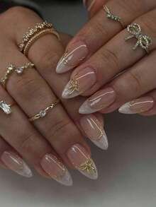 24pcs Ombre Color Nail Stickers, Medium Square Shape, Minimalist Style, Smooth Surface, Full Coverage, Suitable For Women And Girls Daily Wear Nails Nail Supplies - Multicolor 24 - View 10