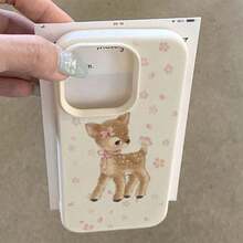 1 pieza Funda de teléfono con material TPU, diseño lindo de ciervo y flores, compatible con iPhone 17 Pro Max/17/16 Pro Max/15/13/12/11, S20 FE/A15/S24/A55, Redmi Note 11/12/13 Pro, cobertura completa, protección suave anti-caídas