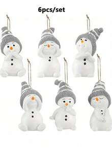 Set de 12 piezas/6 piezas Adornos navideños colgantes planos de muñeco de nieve de madera - Material de madera resistente, perfecto para árboles de Navidad y Año Nuevo, coronas, chimeneas y decoraciones festivas, decoraciones navideñas, decoración del hogar, plano 2D