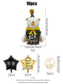 10pcs New Year Theme Balloon Set, Suitable For 2026 Black & Gold New Year Party, New Year's Eve Decoration, Birthday, New Year Theme Party Decoration, Graduation Ceremony, Photo Booth Props, Holiday Decoration Supplies - Multicolor - View 8