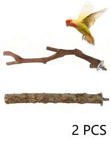 5 sztuk stojak na grzędę dla ptaków naturalny drewniany stojak na papugi gałąź, 3 grzędy z drewna winogronowego, 2 stojaki, widelec do mielenia łap, patyk do żucia dla papug, ćwiczenia treningowe gałęzie dla nimf, małe średnie ptaki