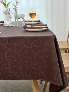 1 Stück Satin Jacquard Blumen Tischdecke, luxuriöses quadratisches dekoratives Tuch für Zuhause, Küche, Esszimmer, Nachttisch, geeignet für Küche/Esszimmer/Party - Schokoladenbraun - Übersicht 5
