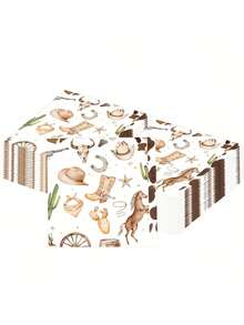 مناديل ورقية سميكة ناعمة ذات طبقتين بطباعة الغرب الأمريكي، مقاس مفتوح 33 سم * 33 سم، مناسبة لحفلات الزفاف والشاي وأعياد الميلاد والحفلات والزينة والمناسبات العطلات