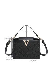 Fashion Mini Solid Colour Simple Hardware Lock Buckle Decoration PU Waterproof Fabric Multifunctional Handbag, Suitable For Shopping, Carrying Bags, Shopping, Young Women, College Students, Newcomers To The Workplace, White-Collar. Perfect For Office, College, Work, Business, Commuting, Outdoor Activities, Travelling And Excursions.